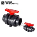 1 1/2" Stop Kran Ball Valve PVC Double True Union / Stop Keran Air Ball Valve Watermur Pipa Socket Connection JIS Standart Size 1 1/2 Inch 48MM