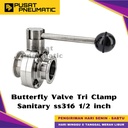 1/2" Butterfly Valve Sanitary Tri Clamp Stainless 316 1/2 inch