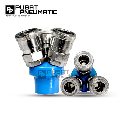 Adaptor Selang Multi Coupler Quick Coupling Release Cabang 3 Way