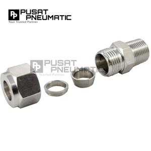 6MM x 1/4" Male Connector Tube OD 6 MM x 1/4 Inch NPT Stainless Steel
