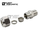 6MM x 1/4" Male Connector Tube OD 6 MM x 1/4 Inch NPT Stainless Steel