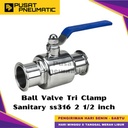 2 1/2" Ball Valve Sanitary Tri Clamp 2Pc Body Stainless 316 2 1/2 Inch