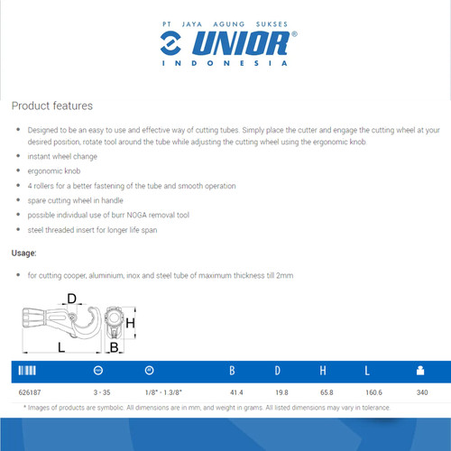 UNIOR Tube cutter - 360/6A