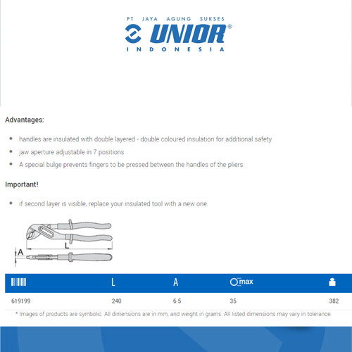 UNIOR Waterpump box joint pliers - 447/1VDEDP