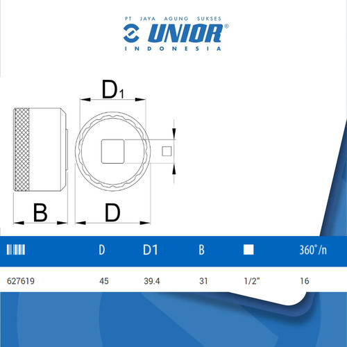 UNIOR Bottom bracket socket BB9000 - 1671.BB9000
