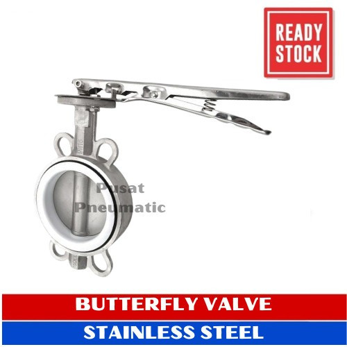 3" Butterfly Valve Stainless Seat PTFE Disc SS 304 Size 3 Inch