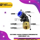 PLF 6-02 FITTING ELBOW PNEUMATIC FEMALE SELANG 6MM DRAT 1/4"