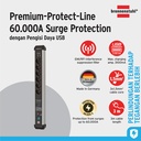 Stop Kontak Kabel Extension Terminal Listrik 6 Lubang Brennenstuhl Premium Protect Line 60.000A with surge protection (anti petir) & USB Charger 6 Socket 3m / Colokan Listrik Kabel Ekstensi 3 Meter Switch On Off - 1391010610