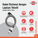 Sambungan Kabel 1 Lubang Brennenstuhl Kabel 3M Textile extension cable switch on/off rotary / Colokan Listrik Kabel 3 Meter dengan switch On Off Putar