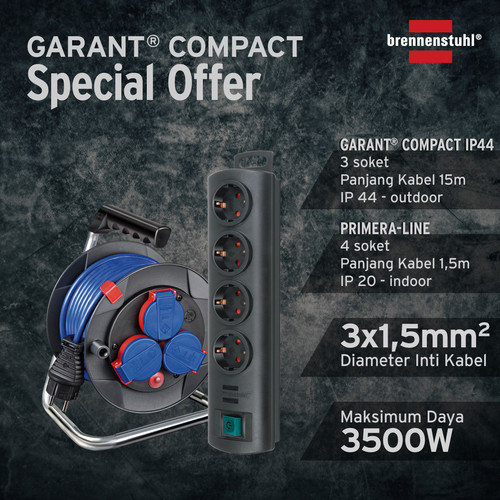 Brennenstuhl Bundle - Kabel Rol dan Stop Kontak