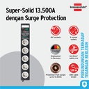 Stop Kontak Kabel Ekstensi Colokan Terminal Listrik 5 Lubang Brennenstuhl Super-Solid 5 Socket 1.8m Surge Protection Anti Petir - 1153380