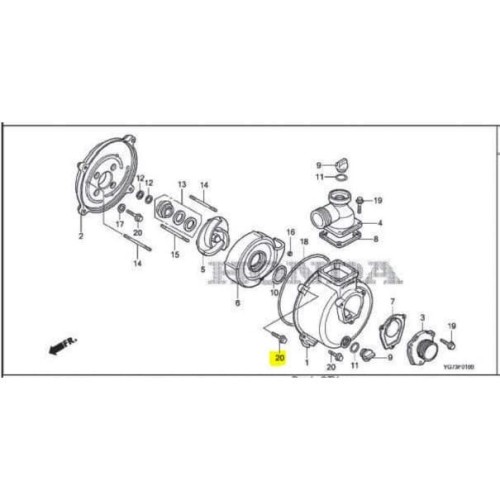 Honda WB 20/WB 30 Pompa Air Bolt Flange 8x28
