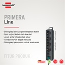 Stop Kontak Kabel Extension Terminal Listrik 4 Lubang Primera Line extension 4 Socket Hitam 1,5m / Colokan Listrik Kabel Ekstensi 1.5 Meter dengan Switch On Off - 1153300124