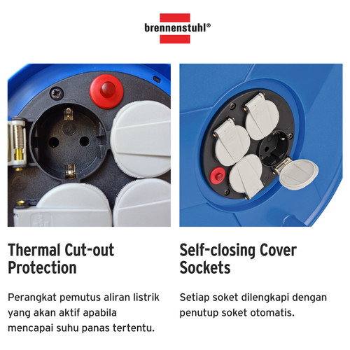Kabel Rol 4 Lubang Brennenstuhl Cable Reel Garant 40m / Colokan Listrik 4 Socket dengan Kabel Gulung 40 Meter - 1208300