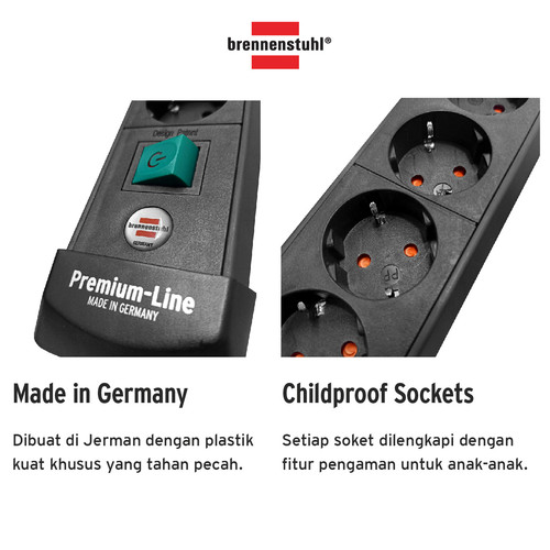 Stop Kontak Kabel Ekstensi Terminal Listrik 6 Lubang Brennenstuhl Premium Line Technic 6 Socket / Colokan Listrik Cable Extension 6 Socket 3 Meter - 1951560600