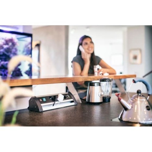 Stop Kontak Kabel Extension Terminal Listrik 4 Lubang + USB Brennenstuhl Alu Office Line / Colokan listrik Kabel Ekstensi Meja Kantor Meeting Cable Extension dengan kabel 1.8 meter dan Switch On Off - 1394000534