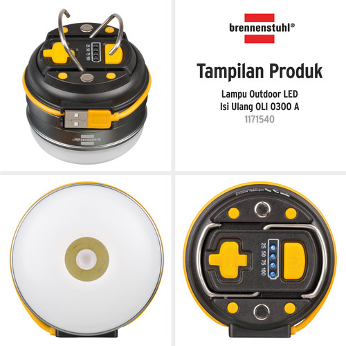 Lampu Senter Brennenstuhl OLI 0300A - Lampu Outdoor Camping LED Isi Ulang / Lampu Penerangan Camping - 1171540