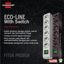 Brennenstuhl Eco-Line Stop Kontak dengan Switch 6-Soket Hitam 1,5m