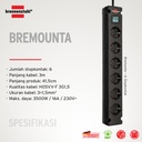 Stop Kontak Kabel Extension Terminal Colokan Listrik 6 Lubang Brennenstuhl Bremounta dengan kabel 3m dan Switch  1150650316