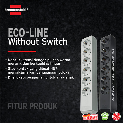 Paket Spesial Stop Kontak  Brennenstuhl Eco-Line Stop Kontak 6-soket