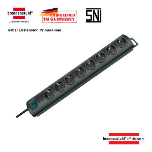 Primera-Line extension socket 8-way black 2m 1153300128-1508533