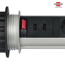 Stop Kontak Kabel Extension Terminal Listrik 3 Lubang Brennenstuhl Pop Up Tower 3 Socket dengan pengisi daya USB / Colokan Listrik Kabel Ekstensi 2 Meter - 1396200013