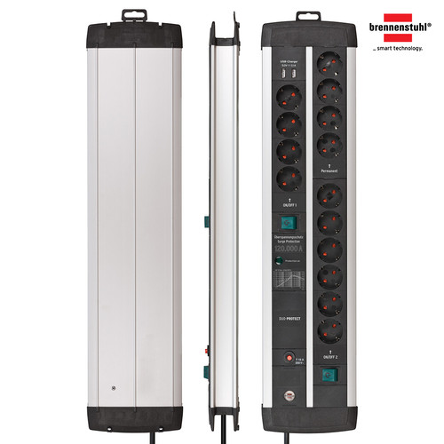 Stop Kontak Kabel Extension Terminal Listrik 14 Lubang Brennenstuhl Premium Protect Line 120.000A with surge protection (anti petir) & USB Charger 14 Socket DUO 3m / Colokan Listrik Kabel Ekstensi 3 Meter Switch On Off - 1392000232