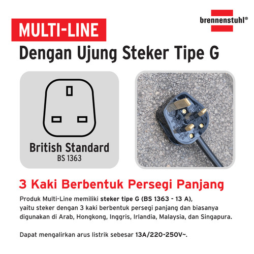 Stop Kontak Kabel Extension Terminal Listrik 5 Lubang Brennenstuhl Universal Premium Office Multi Line 5 Socket 3m / Colokan Listrik Universal Kabel 3 Meter untuk Desktop Meja Ruang Meeting - 1156057415