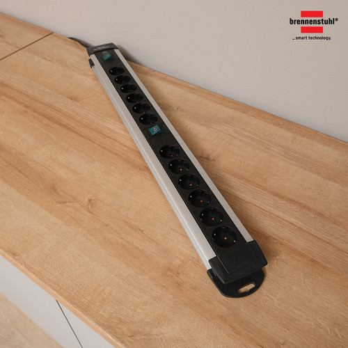 Stop Kontak Kabel Extension Terminal Listrik 12 Lubang Brennenstuhl Premium Alu Line Technics 12 Socket 3m / Colokan Listrik Kabel Ekstensi 3 Meter dengan switch On Off -1391000012 New Model