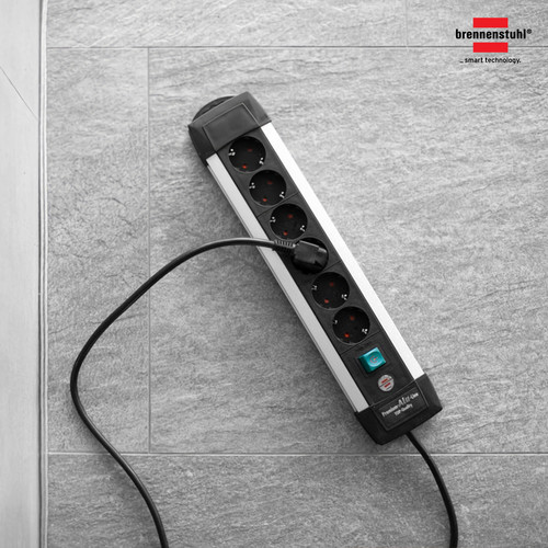 Stop Kontak Kabel Extension Terminal Colokan Listrik 6 Lubang Brennenstuhl Premium Alu Line 6 Socket 3m -1391000016 - New Model