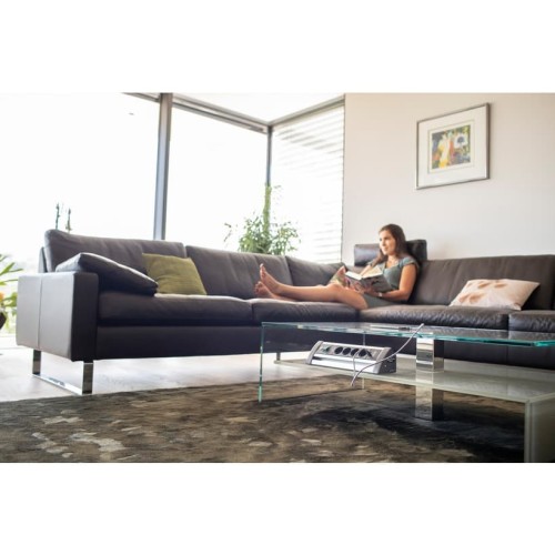 Stop Kontak Kabel Extension Terminal Listrik 4 Lubang + USB Brennenstuhl Alu Office Line / Colokan listrik Kabel Ekstensi Meja Kantor Meeting Cable Extension dengan kabel 1.8 meter dan Switch On Off - 1394000534