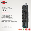 Stop Kontak Kabel Extension Terminal Listrik 10 Lubang Brennenstuhl PRIMERA LINE dengan kabel 2m dan Switch