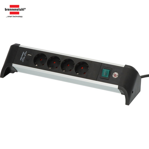 Stop Kontak Kabel Extension Terminal Listrik 4 Lubang Brennenstuhl ALU Office Line 4 Socket 1,8m + USB Power / Colokan Listrik Kabel Ekstensi 1.8 Meter Switch On Off - 1391040420