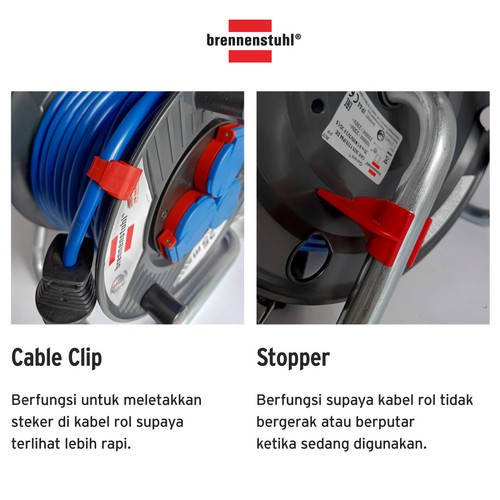 Kabel Rol 3 Lubang Brennenstuhl Cable Reel Garant IP44 25m / Colokan Listrik 3 Socket dengan Kabel Gulung 25 Meter - 1219850