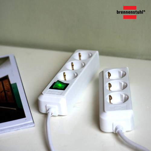 Brennenstuhl Eco-Line Stop Kontak 3-soket Putih 1.5m - 9123020012
