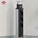 Stop Kontak Kabel Extension Terminal Listrik 3 Lubang Brennenstuhl Pop Up Tower 3 Socket dengan pengisi daya USB / Colokan Listrik Kabel Ekstensi 2 Meter - 1396200013