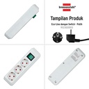 Brennenstuhl Eco-Line Stop Kontak dengan Switch 3-Soket Putih 1,5m
