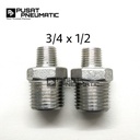 Double nepel Reduce stainless steel 304 3/4" x 1/2"