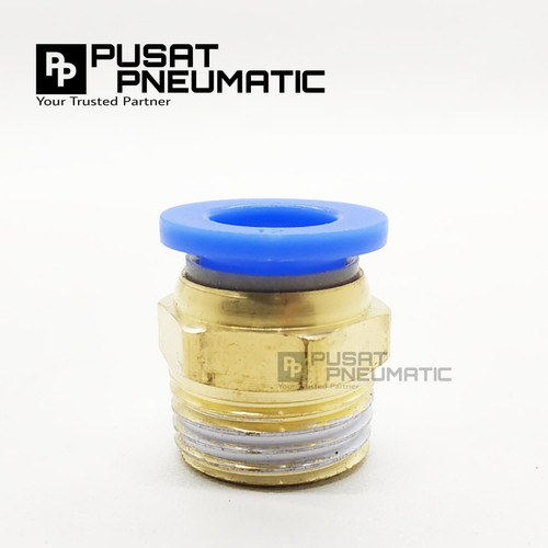 FITTING LURUS MALE PNEUMATIC SELANG 14MM DRAT 3/8"