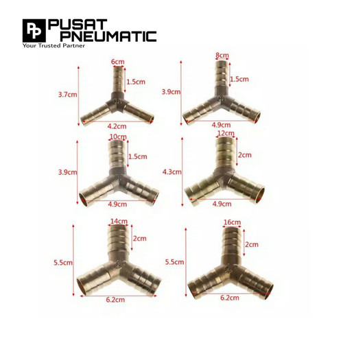 Nepel Selang Y / Hose nipple Y 3/8" Kuningan