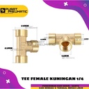 Nepel Tee / T kuningan drat dalam 1/4"