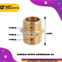 Double Nepel Kuningan Drat 1/4"