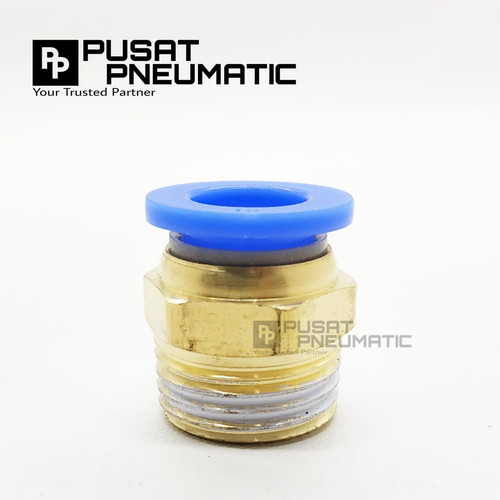 FITTING LURUS MALE PNEUMATIC SELANG 16MM DRAT 1/2"