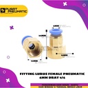 FITTING LURUS FEMALE PNEUMATIC SELANG 4MM DRAT 1/4"