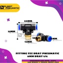 FITTING TEE(EPB) KIRI KANAN TUBE 8 MM Drat 1/4"(12mm)