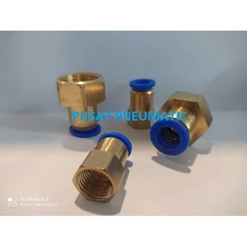 FITTING LURUS FEMALE PNEUMATIC SELANG 8MM DRAT 3/8" (16mm)