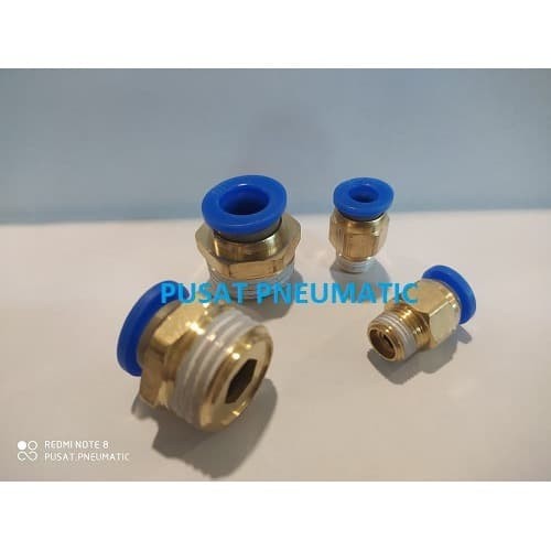 FITTING LURUS MALE PNEUMATIC SELANG 8MM DRAT 1/4"
