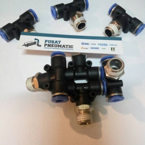 FITTING TEE(EPB) KIRI KANAN TUBE 6 MM Drat 1/4"(12mm)