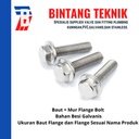 Baut Flange Bolt M16x60 1 1/4" inch Besi Galvanis