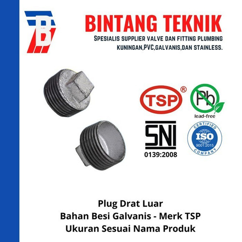 Plug 1 1/2" inch Besi Galvanis TSP